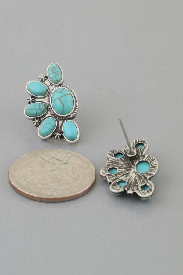 Half-Flower Stud Earrings with Antique Finish