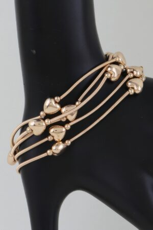 Shiny Heart and Tube Beaded Bracelet – Dainty Layering