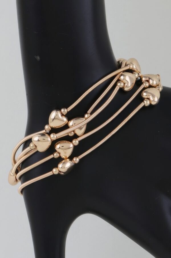 Shiny Heart and Tube Beaded Bracelet – Dainty Layering