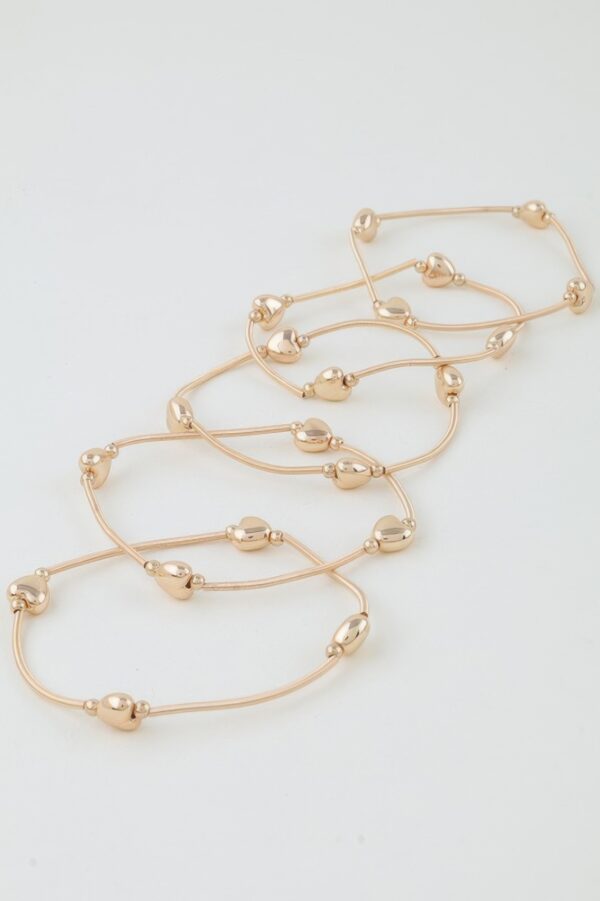 Shiny Heart and Tube Beaded Bracelet – Dainty Layering