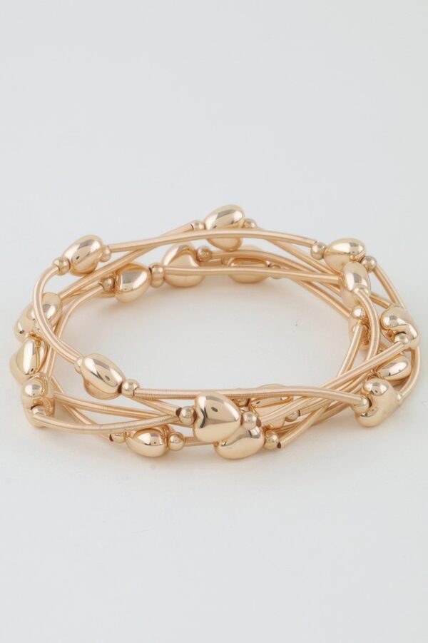 Shiny Heart and Tube Beaded Bracelet – Dainty Layering