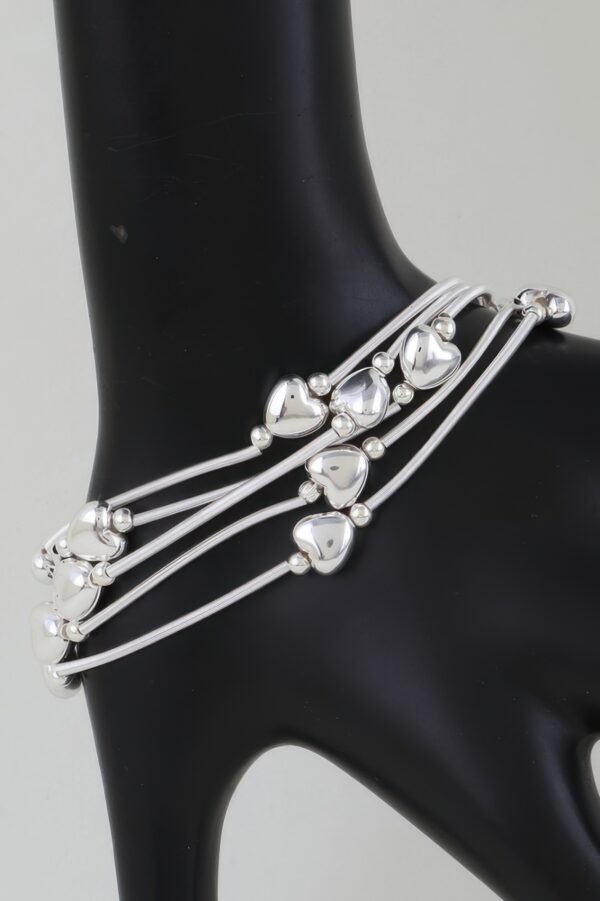 Shiny Heart and Tube Beaded Bracelet – Dainty Layering