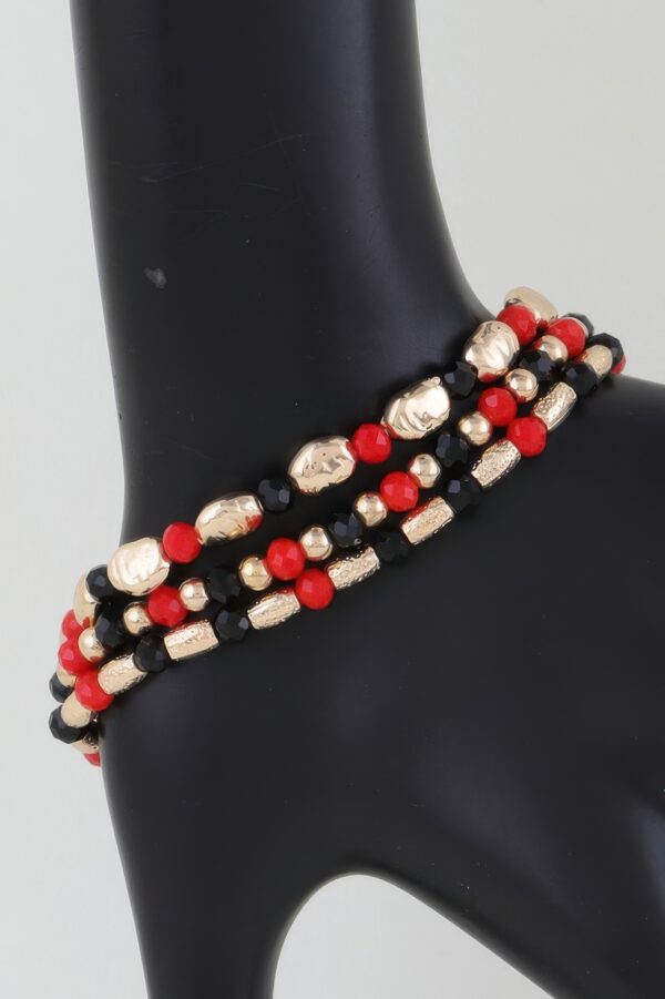 Multi-Tone Stone Beaded Bracelet – Layered Stretch