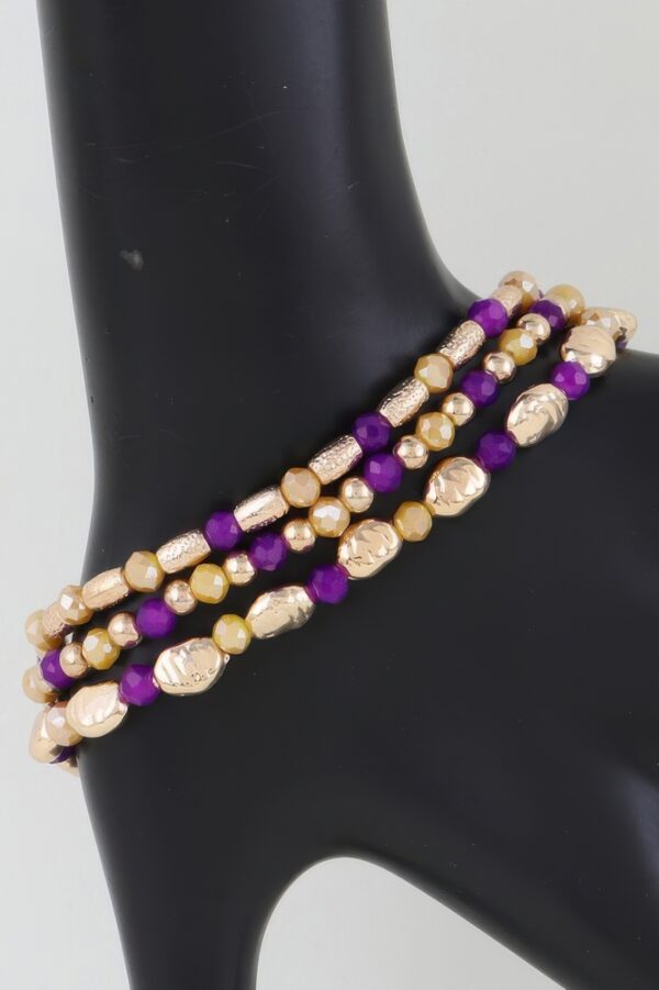 Multi-Tone Stone Beaded Bracelet – Layered Stretch