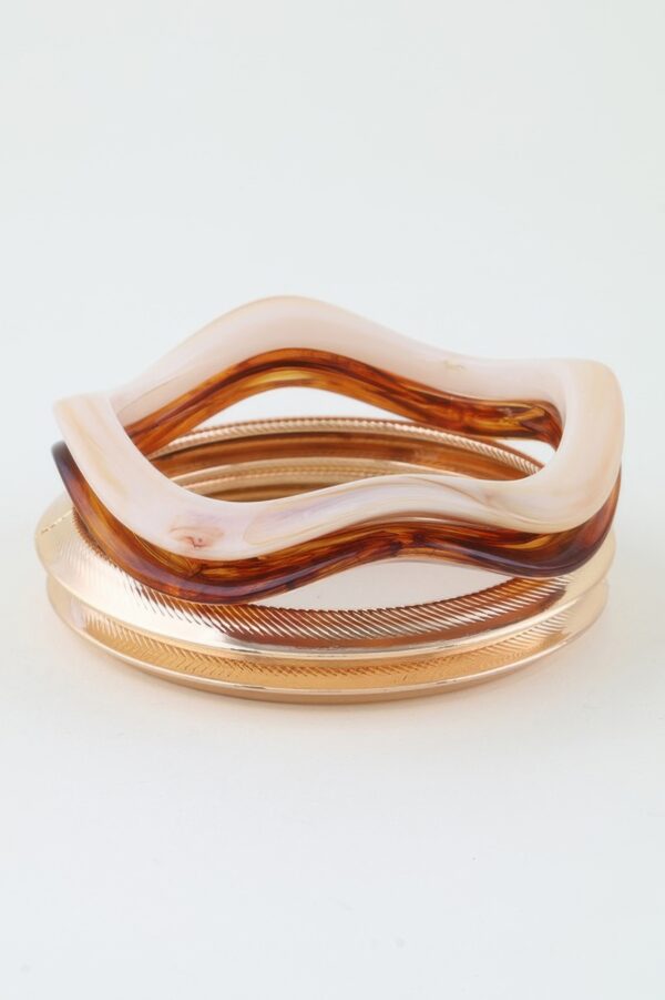 Multi Marble Wave Cuff Bracelet – Sculpted Open Set