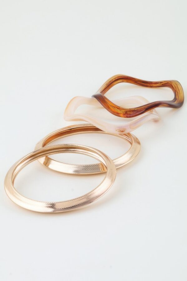 Multi Marble Wave Cuff Bracelet – Sculpted Open Set