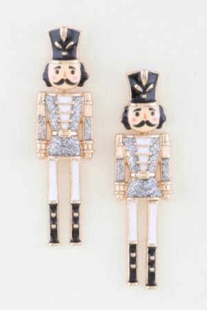 Glitter Nutcracker Drop Earrings – Festive Holiday Accent