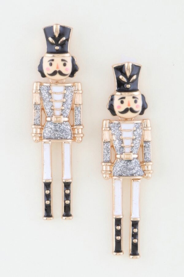 Glitter Nutcracker Drop Earrings – Festive Holiday Accent