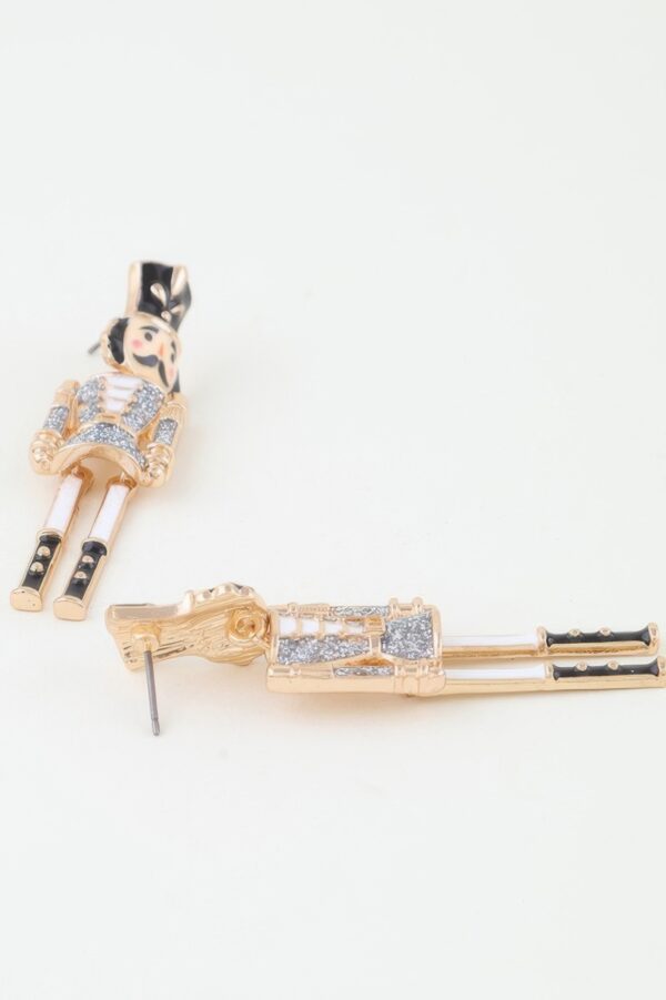 Glitter Nutcracker Drop Earrings – Festive Holiday Accent