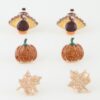 Autumn Stud Earrings Set – Leaf & Pumpkin Designs
