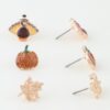 Autumn Stud Earrings Set – Leaf & Pumpkin Designs