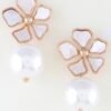 Marble Flower Drop Earrings – Sculpted Stone Accent