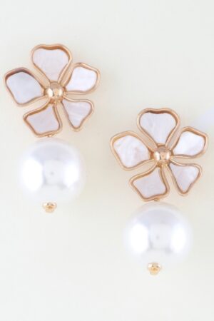 Marble Flower Drop Earrings – Sculpted Stone Accent