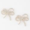 Double Jeweled Ribbon Stud Earrings – 1.2″