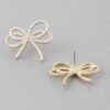 Double Jeweled Ribbon Stud Earrings – 1.2″