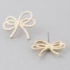 Double Jeweled Ribbon Stud Earrings – 1.2″
