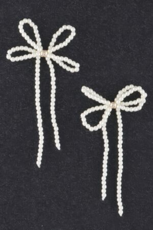 Double Pearl Ribbon Drop Earrings – Ribbon-Style Drops