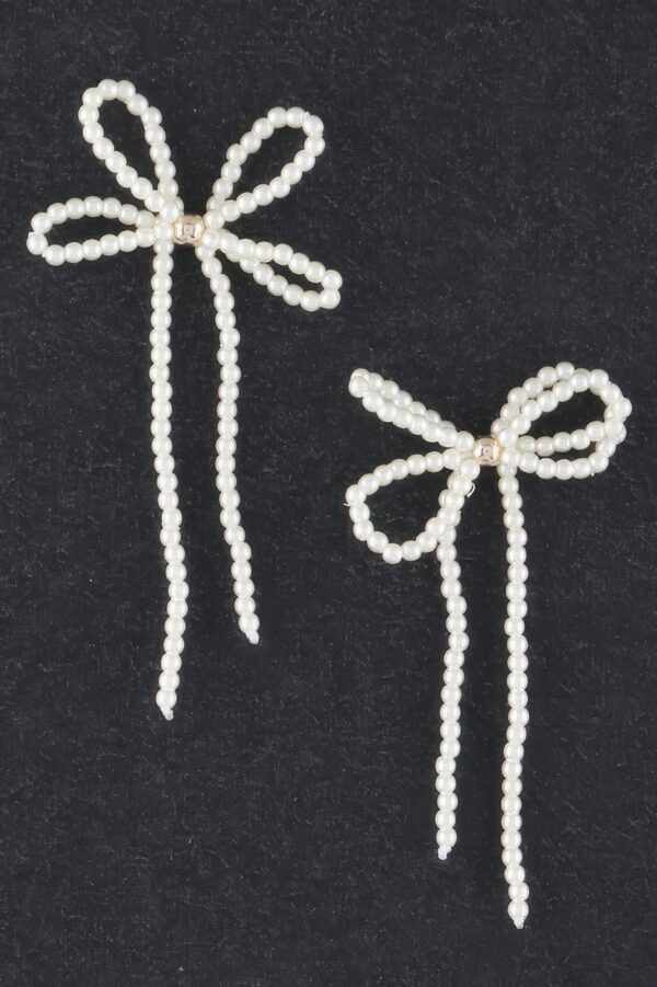 Double Pearl Ribbon Drop Earrings – Ribbon-Style Drops
