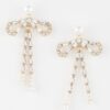 Crystal Pearl Ribbon Drop Earrings