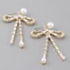 Crystal Pearl Ribbon Drop Earrings