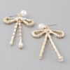 Crystal Pearl Ribbon Drop Earrings