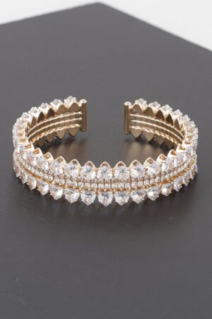 Double Jeweled Cuff Bracelet – Open Dual-Cuff Design