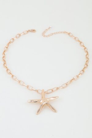 Starfish Link Chain Necklace – Shiny Metallic Pendant