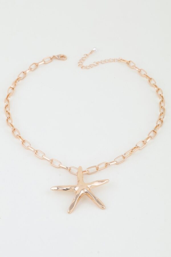 Starfish Link Chain Necklace – Shiny Metallic Pendant
