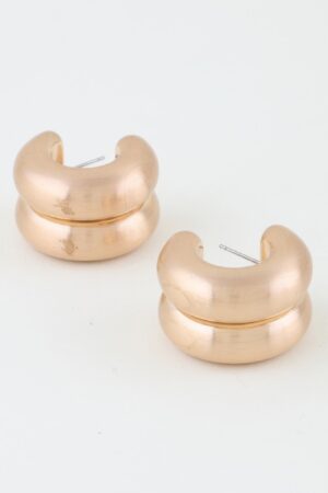 Double Matte Hoop Earrings – Layered Minimal Hoops