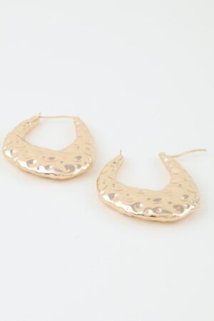 Hammered Moon Hoop Earrings – Boho Half-Moon Hoops