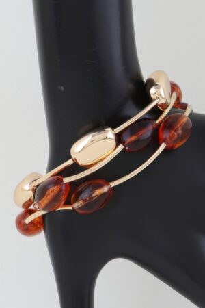 Layered Multi-Stone Beaded Stretch Bracelet