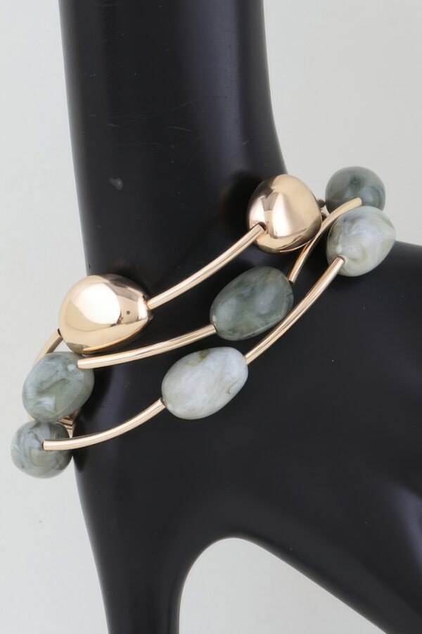Layered Multi-Stone Beaded Stretch Bracelet