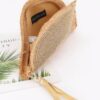 Metallic Faux Straw Clutch with Wrist Strap