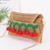 Faux Straw Cherry Clutch with Mixed Metal Charm