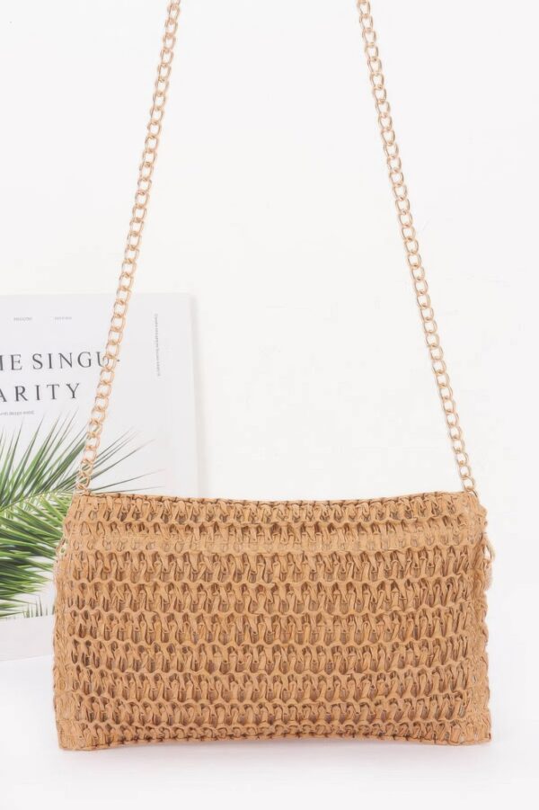 Faux Straw Cherry Clutch with Mixed Metal Charm