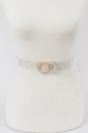 Clear PVC Belt with Pearl-Accented Buckle