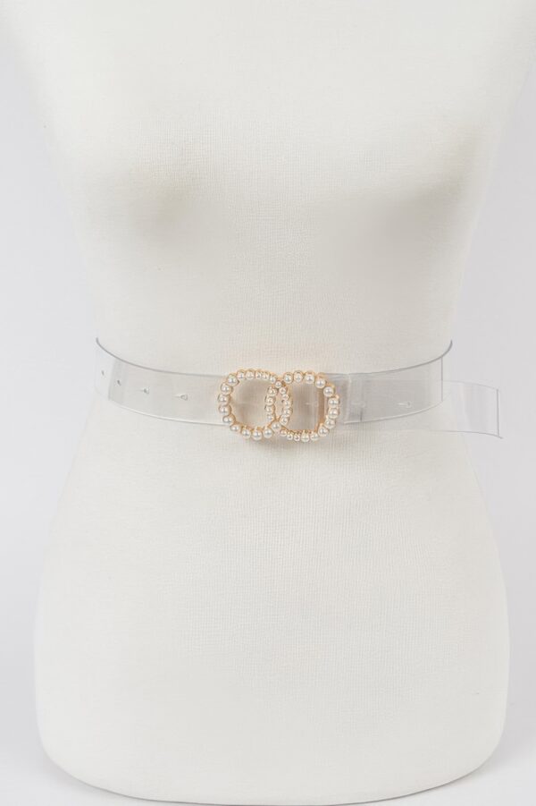 Clear PVC Belt with Pearl-Accented Buckle