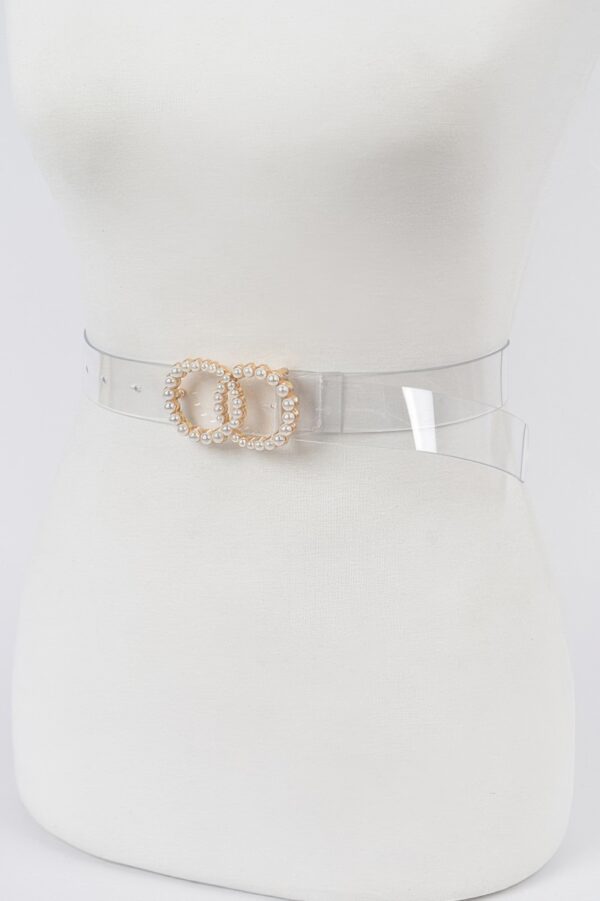 Clear PVC Belt with Pearl-Accented Buckle