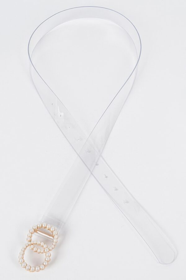 Clear PVC Belt with Pearl-Accented Buckle