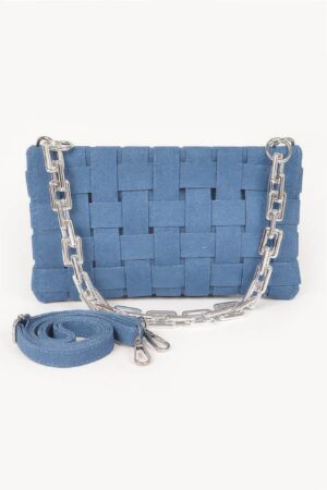 Denim Braided Chain Shoulder Bag – Braided Metal Strap