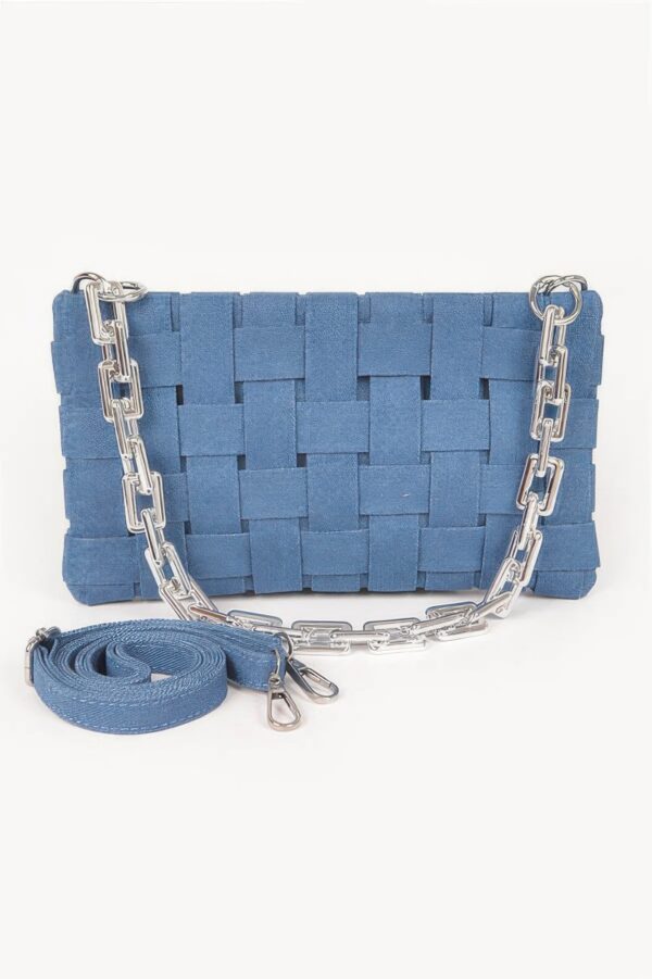 Denim Braided Chain Shoulder Bag – Braided Metal Strap