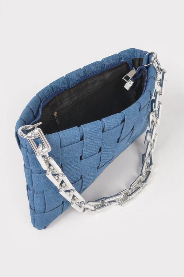 Denim Braided Chain Shoulder Bag – Braided Metal Strap