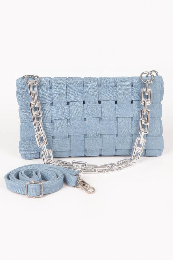 Denim Braided Chain Shoulder Bag – Braided Metal Strap