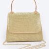 Mirror Metallic Top Handle Bag – Rhinestone Accent