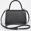 Structured Faux Leather Top Handle Bag with Metal Accents