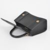 Structured Faux Leather Top Handle Bag with Metal Accents