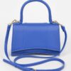 Structured Faux Leather Top Handle Bag with Metal Accents