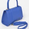 Structured Faux Leather Top Handle Bag with Metal Accents