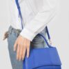 Structured Faux Leather Top Handle Bag with Metal Accents