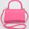 Structured Faux Leather Top Handle Bag with Metal Accents